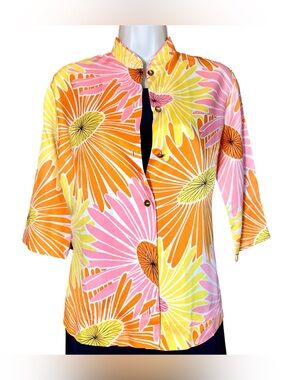 Vintage Robbie of California Psychedelic Flower Power Button Down Top Fabritique